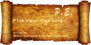 Plakinger Evariszt névjegykártya